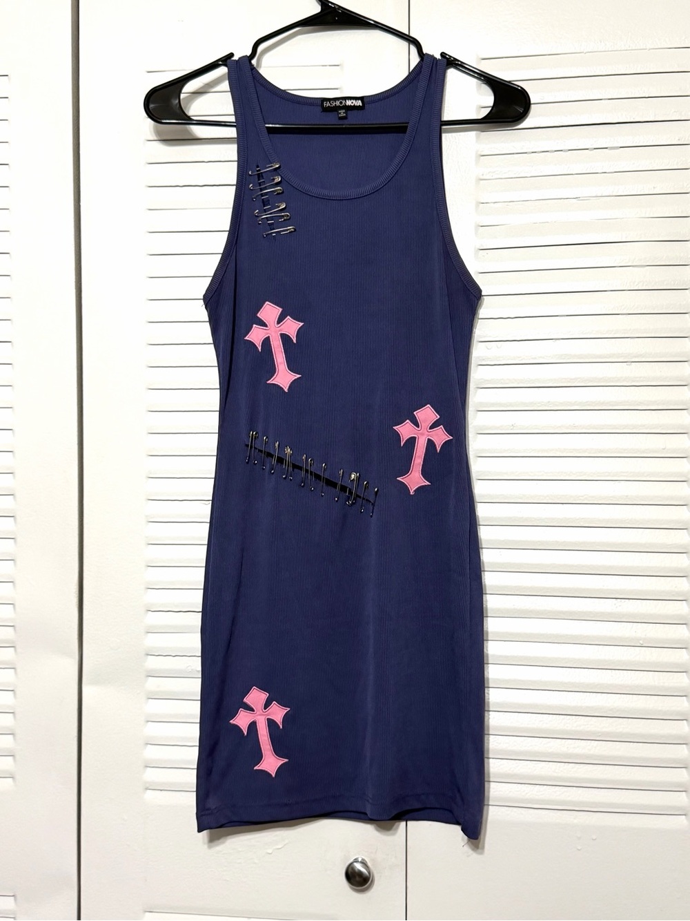 Navy and Pink Cross Alternative Punk Grunge Midi Dress Women’s size Small